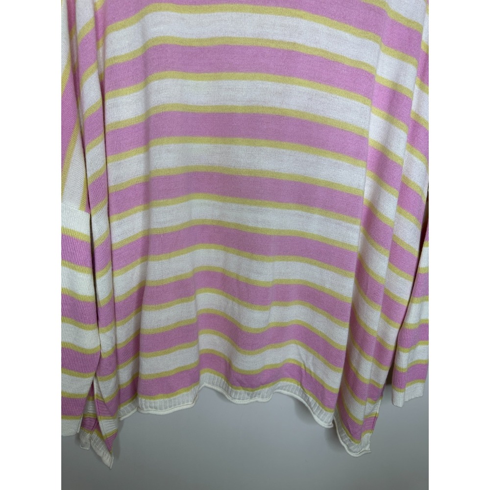 MERSEA Catalina Crewneck Sweater One Size Pink Yellow Striped Oversized Mer Sea - Picture 5 of 12